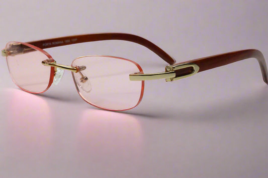 Porta Romana 1950 GOLD & WOOD Vintage Rimless Luxury Italy Sunglasses -Wo 51-18-145 Gold & Wood Rimless Optical Frames ABC Optical sunglasses