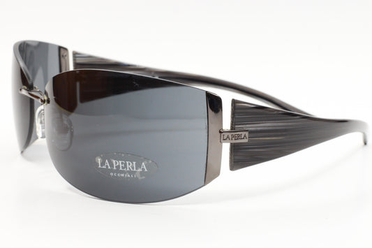 La Perla SPE652M COL.568 Gray Wood Grain Rimless Sunglasses -Wo Optical Frames ABC Optical sunglasses