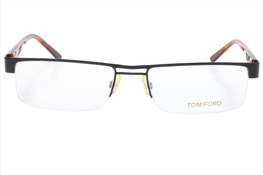 Tom Ford TF5112 002 Black Groove Brown Luxury Italy Eyeglasses -Ma 54-17-135 Black Metal Optical Frames ABC Optical Eyeglasses