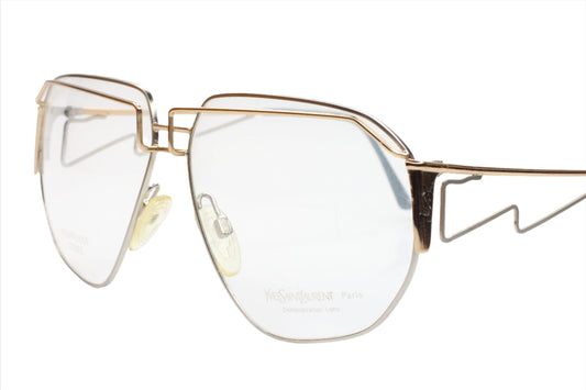 Yves Saint Laurent YSL387 Silver Vintage Stainless Steel Luxury Italy Eyeglasses -Ma Optical Frames ABC Optical Eyeglasses