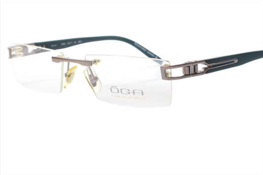 Morel OGA 6905O GB011 Silver/Dark Teal Rimless Frame France Eyeglasses - Ma Optical Frames ABC Optical Eyeglasses