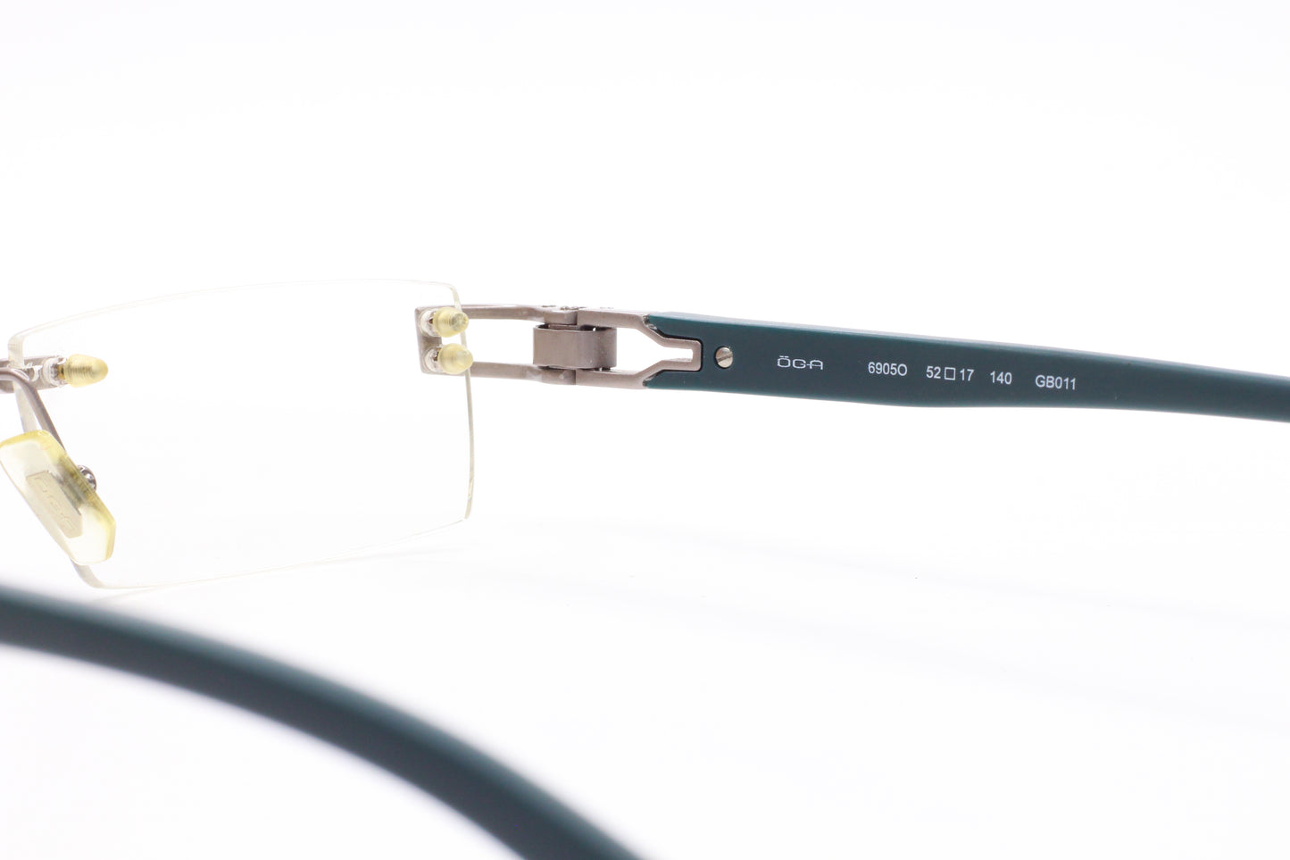 Morel OGA 6905O GB011 Silver/Dark Teal Rimless Frame France Eyeglasses - Ma Optical Frames ABC Optical Eyeglasses