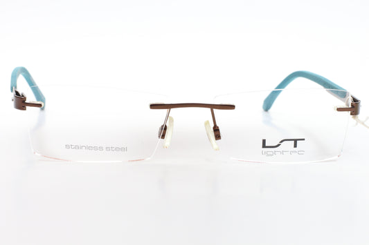 Lightec 6849L MB 200 Bronze Blue Morel France Rimless Eyeglasses -Ma Optical Frames ABC Optical Eyeglasses