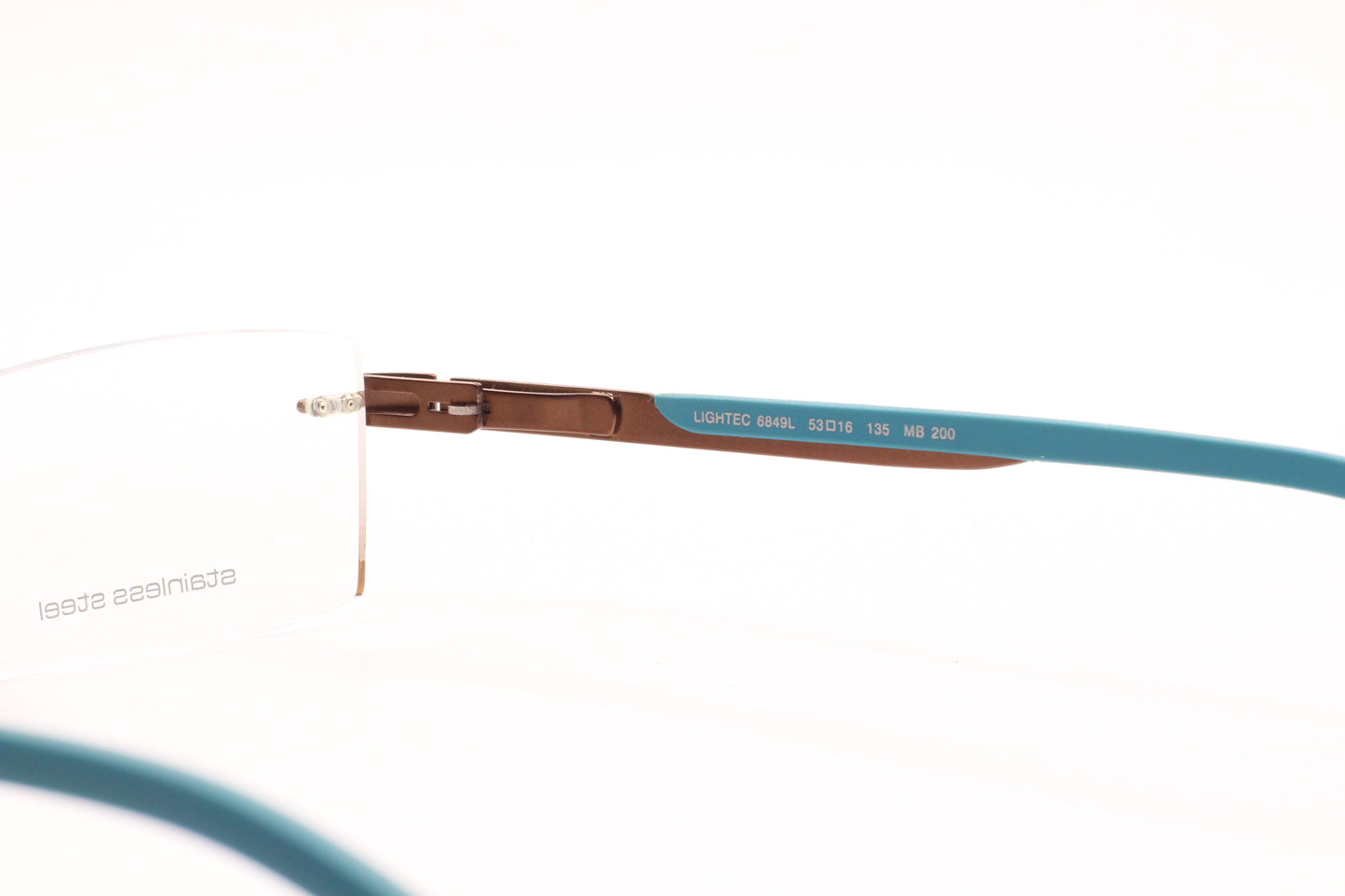 Lightec 6849L MB 200 Bronze Blue Morel France Rimless Eyeglasses -Ma Optical Frames ABC Optical Eyeglasses