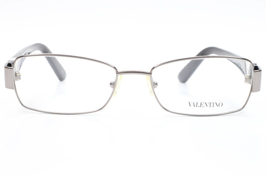 Valentino V2102R 060 Silver Glossy Black Italy Luxury Eyeglasses -Wo 52-16-135 Silver Black Metal Acetate Optical Frames ABC Optical Eyeglasses