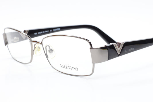 Valentino V2102R 060 Silver Glossy Black Italy Luxury Eyeglasses -Wo Optical Frames ABC Optical Eyeglasses