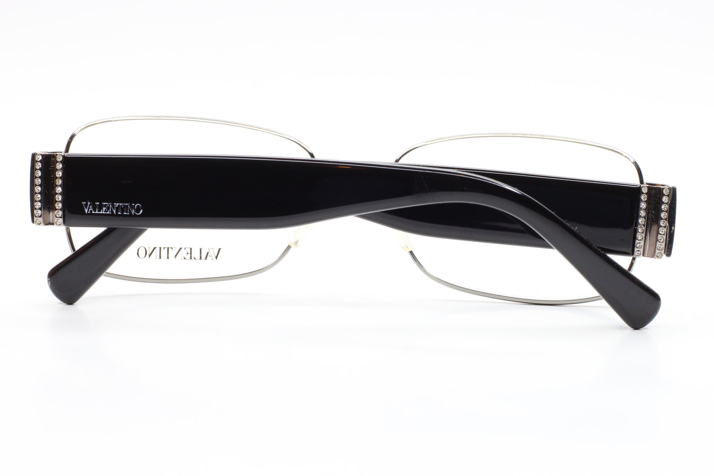 Valentino V2104R 033 Silver Glossy Black Rhinestone Italy Eyeglasses -Wo Optical Frames ABC Optical Eyeglasses