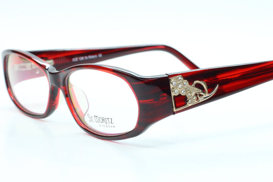 St. Moritz ICE Mod.128 Wine Red Marble SJ70 Women's Eyeglasses -Wo Optical Frames ABC Optical Eyeglasses