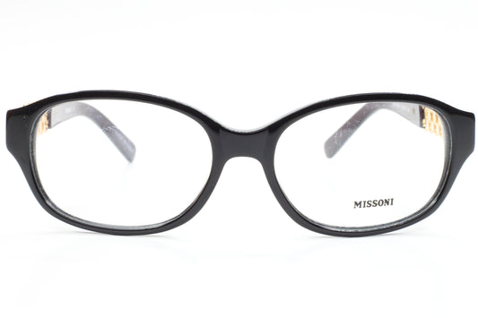 Missoni MI17501 Black Glossy Gold Acetate Designer Italy Eyeglasses -Wo 52-16-135 Black Acetate Optical Frames ABC Optical Eyeglasses