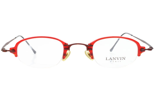 Lanvin 1281 004 Red Unisex Rectangle Semi Rimless France Eyeglasses -Ma 44-26-140 Red Metal Optical Lenses ABC Optical Eyeglasses