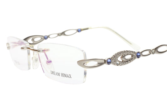 Dream Himax H329 Silver Rhinestones Rimless Luxury Italy Eyeglasses -Wo Optical Frames ABC Optical Eyeglasses