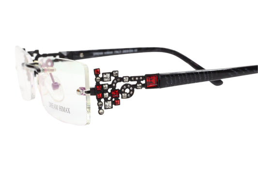 Dream Himax H336 Black Rhinestones Rimless Luxury Eyeglasses -Wo Optical Frames ABC Optical Eyeglasses