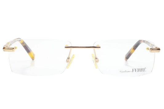 Gianfranco Ferre GF39203 Gold Havana Tortoise Rimless Italy Luxury Eyeglasses -Ma 54-18-135 Gold Metal Optical Frames ABC Optical Eyeglasses