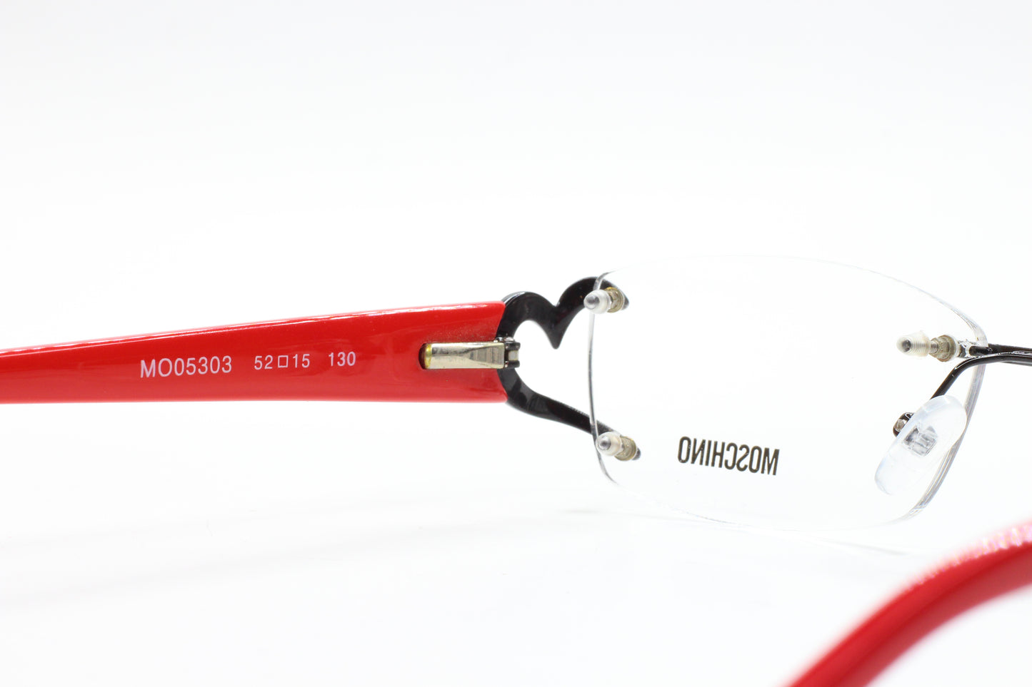 Moschino MO05303 Red Black Hearts Rimless Luxury Italy Eyeglasses - Wo Optical Frames ABC Optical Eyeglasses