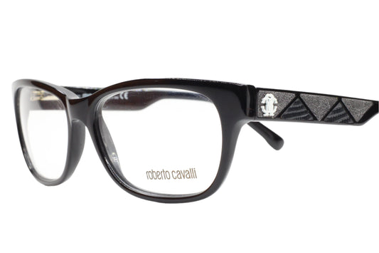 Roberto Cavalli Sandalo 630 001 Black Silver Luxury Italy Eyeglasses 56-15-140 Black Acetate Optical Frames ABC Optical Eyeglasses