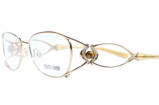 Roberto Cavalli Tiglio 631 028 Gold Brown Luxury Italy Eyeglasses -Wo Optical Frames ABC OPTICAL Eyeglasses