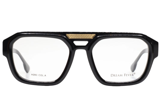 Dream Fever H093 Black Gold Designer Fashion Italy Eyeglasses -Ma 54-20-145 Black Gold Acetate Optical Frames ABC OPTICAL Eyeglasses