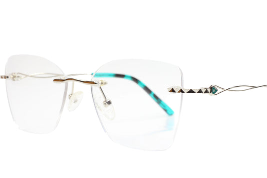 Myriad Eyewear ME25628 Silver Blue Tortoise Rimless Luxury Eyeglasses -Wo Optical Frames ABC Optical Eyeglasses