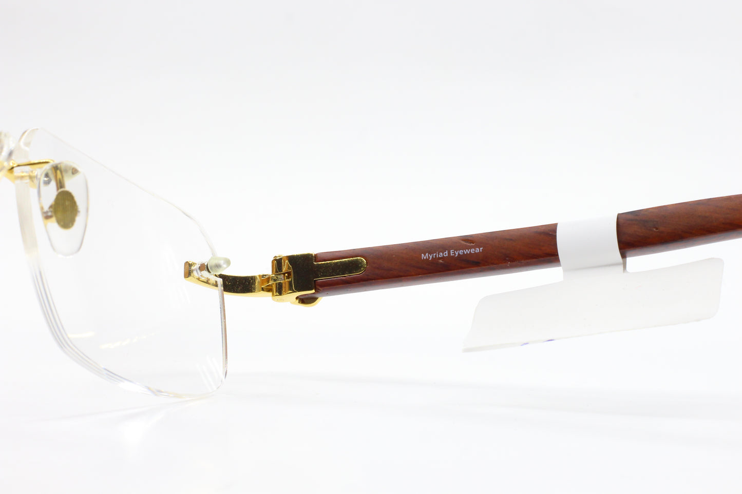 Myriad Eyewear ME00420 Gold & Wood Rimless Luxury Eyeglasses -Ma Optical Frames ABC OPTICAL Eyeglasses