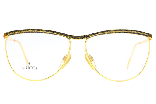 Gucci GG2220 01L Gold Design Vintage Luxury Italy Eyeglasses 60-14-135 Gold Metal Optical Frames ABC Optical Eyeglasses