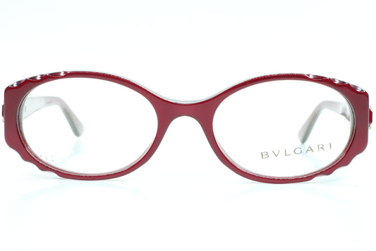 Bvlgari BV4054B 5112 Burgundy Purple Crystal Luxury Italy Eyeglasses -Wo 50-17-140 Burgundy Acetate Optical Frames ABC Optical Eyeglasses