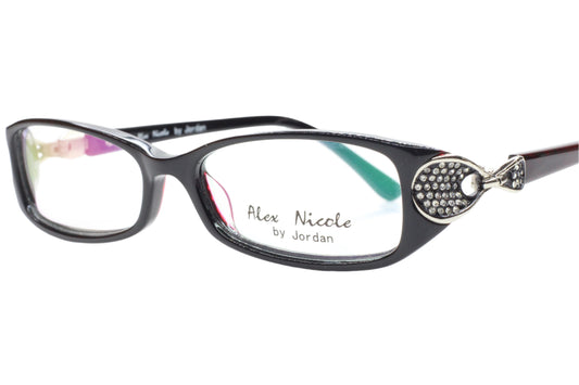 Alex Nicole Autumn Black Swarovski Crystals Designer Eyeglasses -Wo Optical Frames ABC Optical Eyeglasses