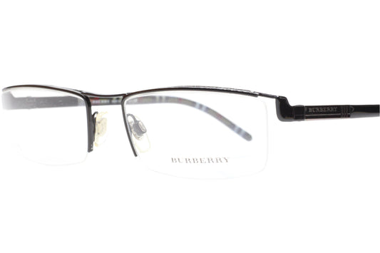Burberry B1120 1051 Black Silver Semi-Rimless Luxury Italy Eyeglasses -Ma Optical Frames ABC Optical Eyeglasses