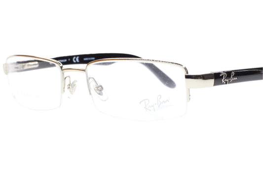 Ray-Ban RB8588 1113 Silver Black Titanium Semi-Rimless Italy Eyeglasses -Ma Optical Frames ABC Optical Eyeglasses