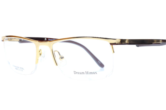 Dream Himax 9396 C34 Gold Brown Semi Rimless Italy Designer Eyeglasses -Ma Optical Frames ABC Optical Eyeglasses