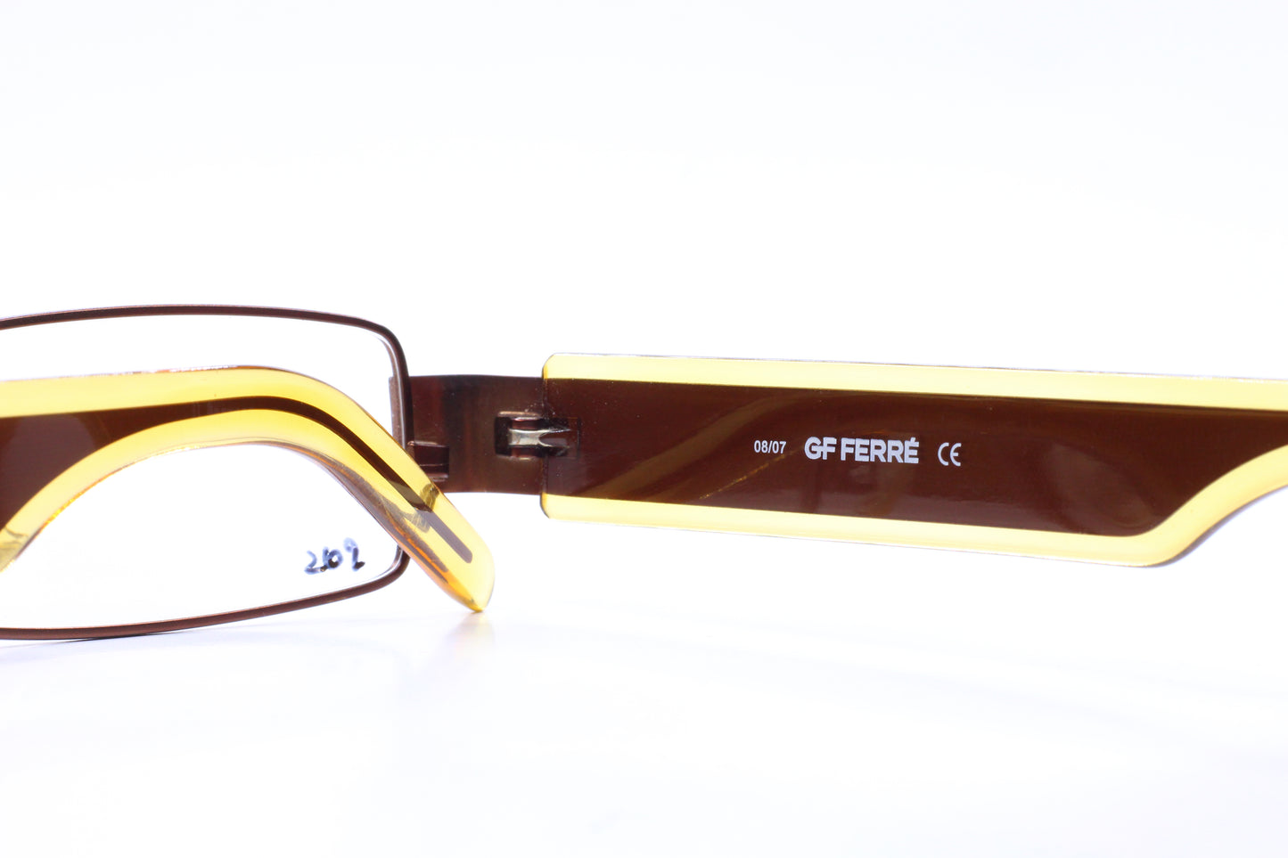 Gianfranco Ferre FF18602 Anteojos de metal de moda amarillo de diseñador marrón