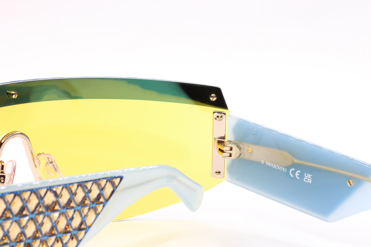 Swarovski SK0363 30X Shiny Deep Gold/Blue Mirror Shield Sunglasses -Wo