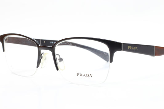 Prada VPR50P 1BO-1O1 Matte Black Woodgrain Luxury Italy Eyeglasses -Ma