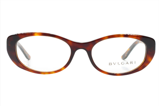 Bvlgari BV4057B 851 Brown Swarovski Crystal Luxury Italy Eyeglasses -Wo 52-17-135 Havana Brown Acetate Optical Frames ABC Optical Eyeglasses Women