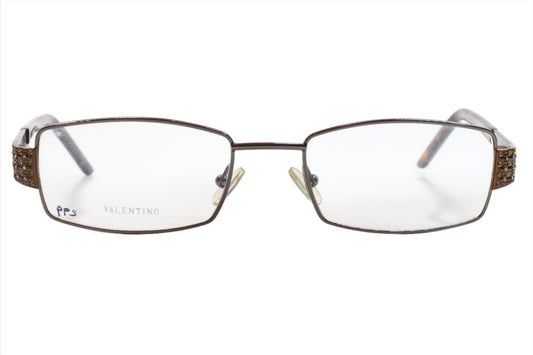 Valentino V5581/U 0TNV Silver Brown Swarovski Luxury Italy Eyeglasses -Wo 53-19-135 Silver Brown Metal Optical Frames ABC Optical Eyeglasses Women
