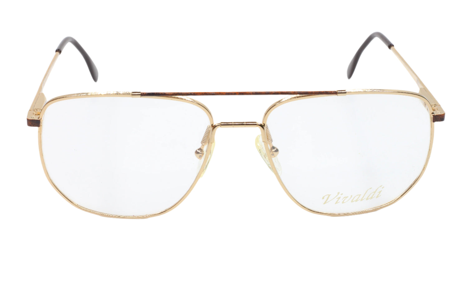 Vintage Vivaldi Gold Braun Metal Designer Italy Eyeglasses -Ma Optical Frames ABC Optical Eyeglasses