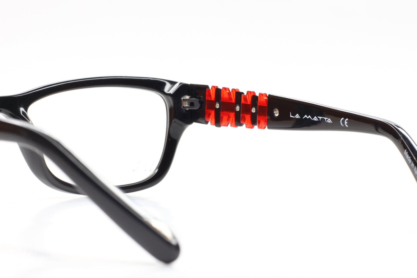 La Matta LM3084 Black Red Crystals Acetate Luxury Italy Eyeglasses -Wo Optical Frames ABC Optical Eyeglasses
