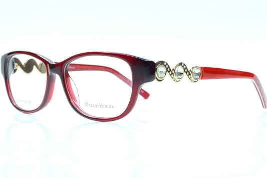 Dream Himax 8335 Burgundy Shiny Beads Designer Eyeglasses -Wo Optical Frames ABC Optical Eyeglasses