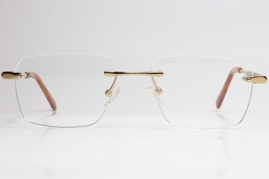 Myriad Eyewear ME25626 Gold Tortoise Rimless Luxury Eyeglasses -Ma 54-17-140 C4 Gold Titanium Optical Frames ABC Optical Eyeglasses