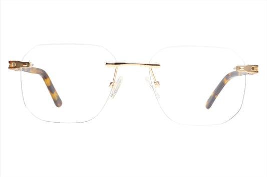 Myriad Eyewear ME25610 Tortoise Gold Rimless Luxury Eyeglasses -Ma 55-17-140 C1 Tortoise Gold Titanium Optical Frames ABC Optical Eyeglasses