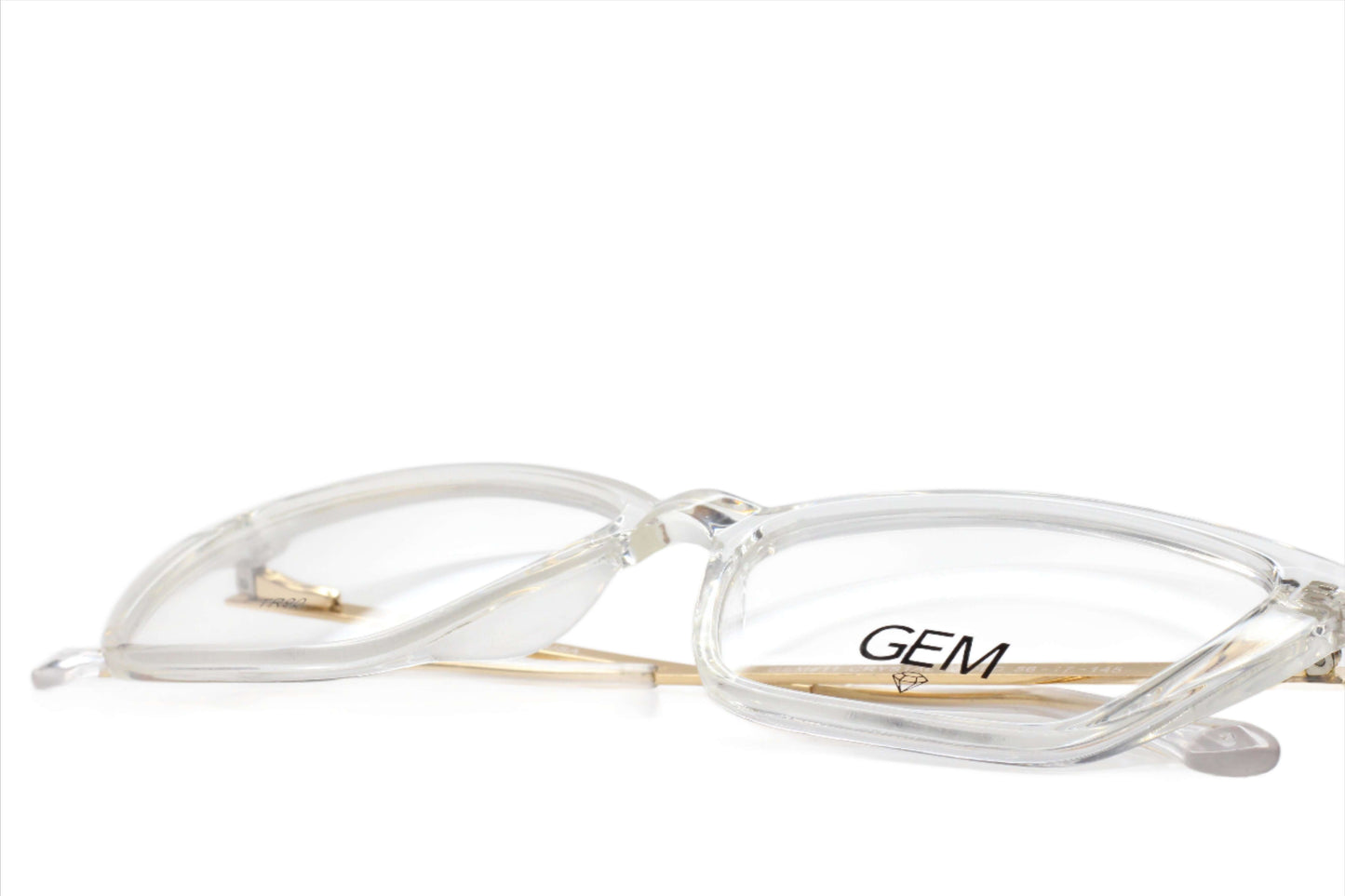 Gem Crystal Clear Gold Acetate Designer Eyeglasses -Wo Optical Frames ABC Optical Eyeglasses