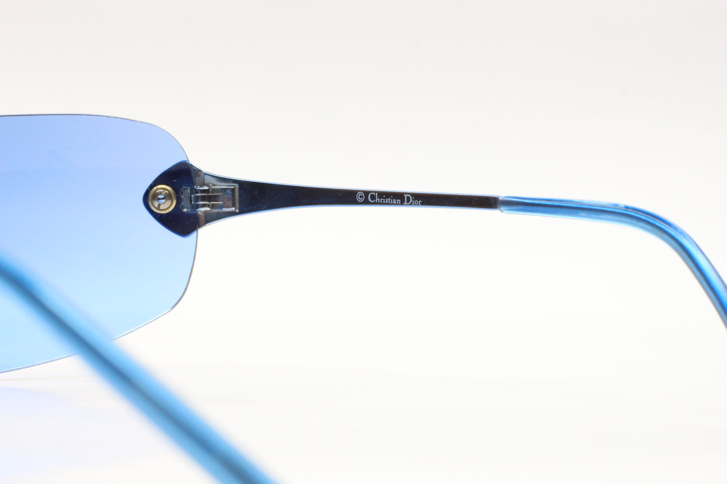 Christian Dior Piercing 55P RARE Blue Rimless Vintage Sunglasses