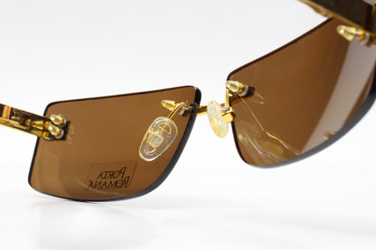 Porta Romana mod. 1651 Gold Wood Vintage 1990's Luxury Sunglasses