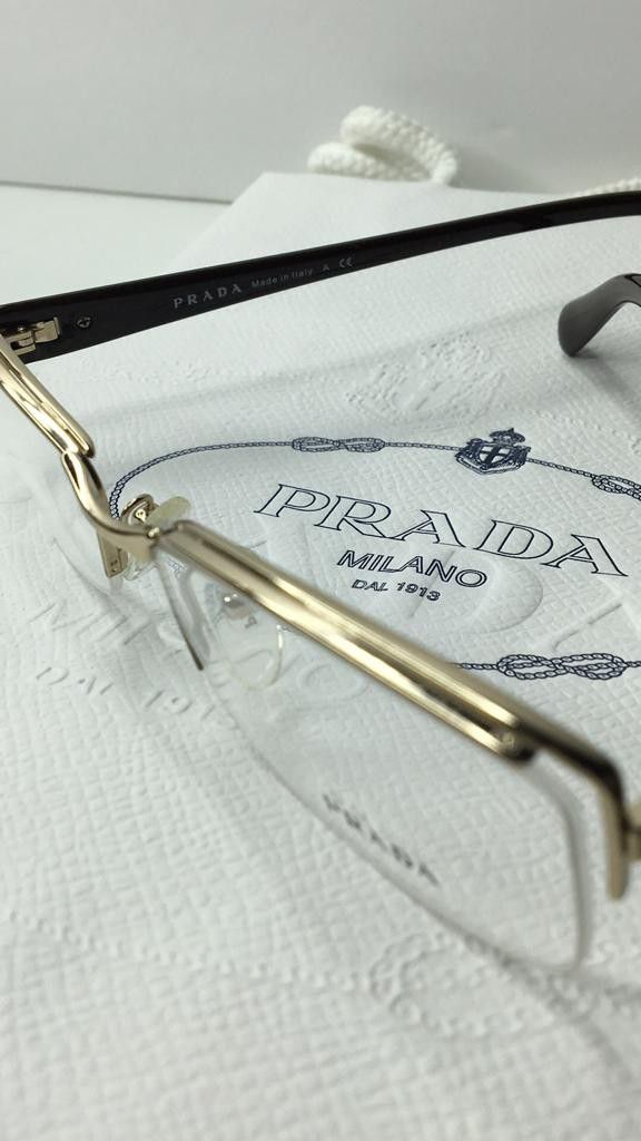 Prada VPR 53N AB6-101 Gold Metal Brown Groove Luxury Eyeglasses -Ma Optical Frames ABC Optical