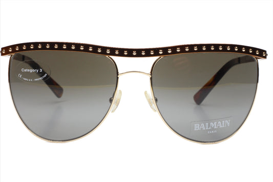 Balmain BL2000 02 sunglasses for sale with gold frame and studded brown brow bar by ABC Optical