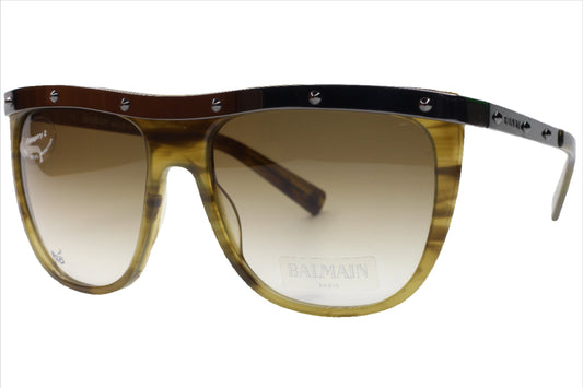 Balmain Paris khaki horn sunglasses with gradient lenses and stylish frame by ABC Optical