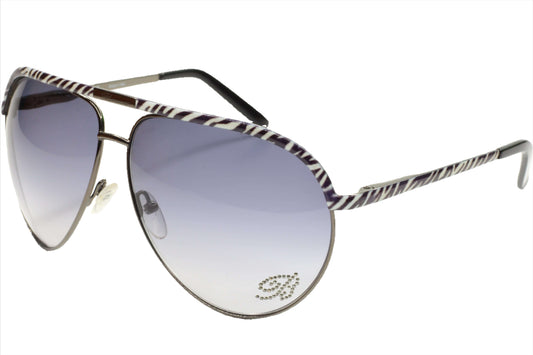 Blumarine SBM9512 08Q3 sunglasses online featuring purple gradient lenses and zebra-patterned frames by ABC Optical