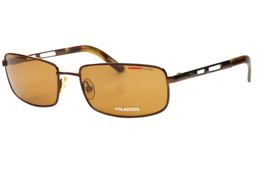 Carrera polarized sunglasses for men with brown rectangular lenses and lightweight metal frame