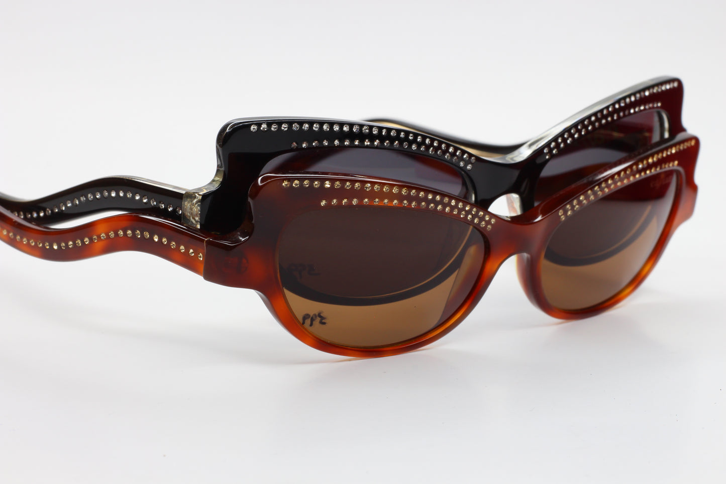 Caviar M3002 Swarovski sunglasses by ABC Optical in black and brown with decorative crystals