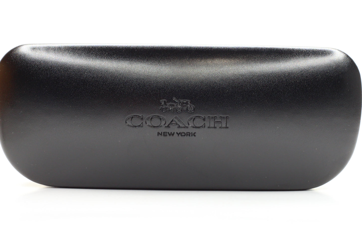 Black Coach eyeglasses case with embossed logo for men's Coach semi-rimless eyeglasses by ABC Optical