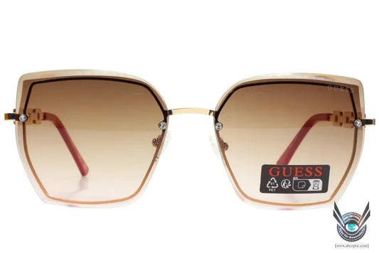 Guess go00042 32b gold red crystals gradient rimless luxury italy sunglasses -wo - 62-18-145 / gold / metal - optical